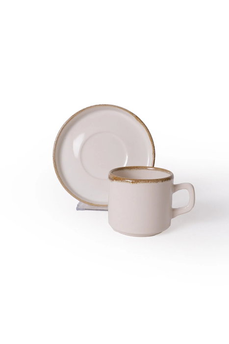 Hermia Juego de Tazas de Té de 12 Piezas Crema y Canela